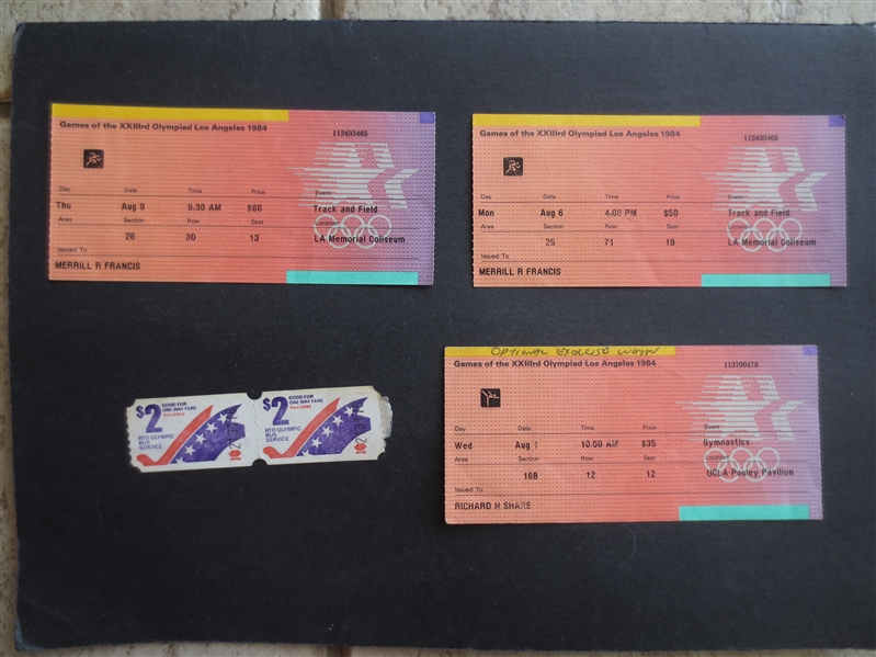(3) 1984 Olympics Tickets PLUS (2) Bus Tickets