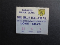 January 22, 1976 Toronto Maple Leafs at Los Angeles Kings Hockey Ticket