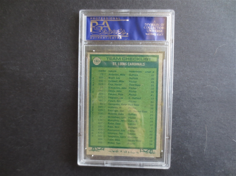 1977 Topps St. Louis Cardinals Team PSA 8 NMT-MT Baseball Card #183