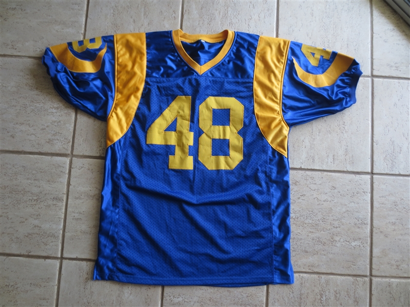 Autographed Game Worn Used Bill Simpson Los Angeles Rams Football Jersey
